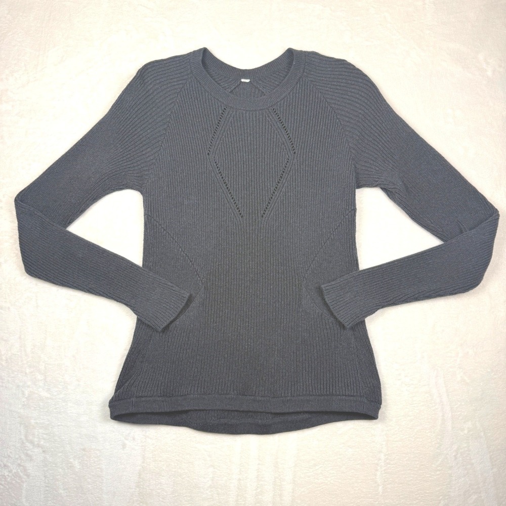 Lululemon Women's Size 6 Black Knit Sweater Long Sleeve‎ Crew Neck Athleisure